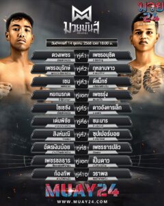 โปรแกรมมวย 14 ตุลาคม 2025 ศึกมวยมันส์ สนั่นเมือง